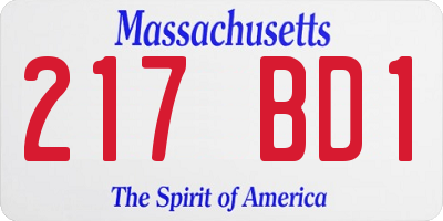 MA license plate 217BD1