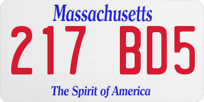 MA license plate 217BD5