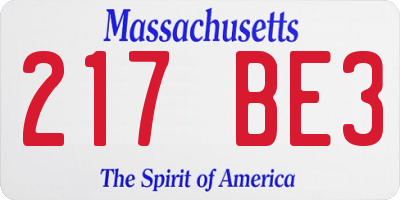 MA license plate 217BE3