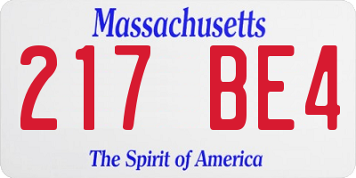 MA license plate 217BE4