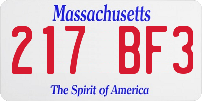 MA license plate 217BF3