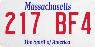 MA license plate 217BF4