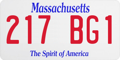 MA license plate 217BG1