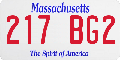 MA license plate 217BG2