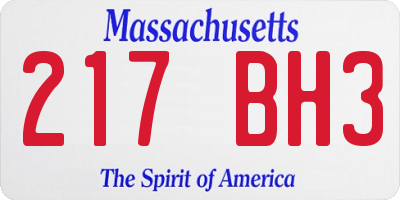 MA license plate 217BH3