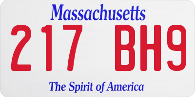 MA license plate 217BH9