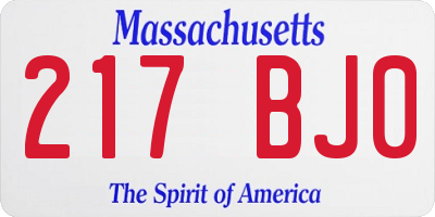 MA license plate 217BJ0