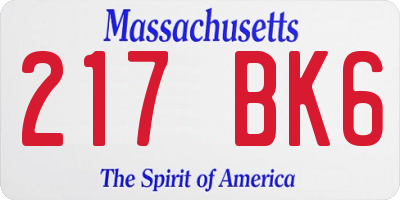 MA license plate 217BK6