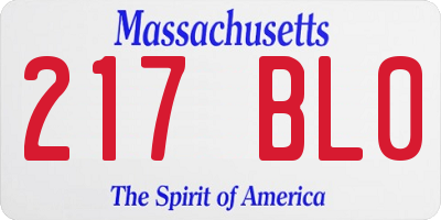 MA license plate 217BL0