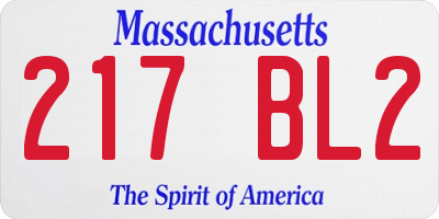MA license plate 217BL2