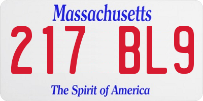 MA license plate 217BL9