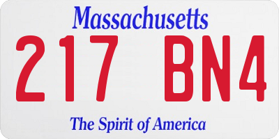MA license plate 217BN4