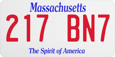 MA license plate 217BN7