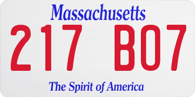 MA license plate 217BO7