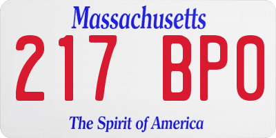 MA license plate 217BP0