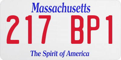 MA license plate 217BP1