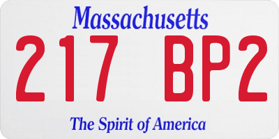 MA license plate 217BP2