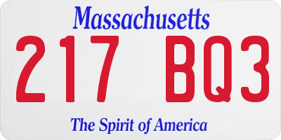 MA license plate 217BQ3