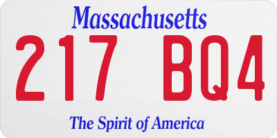 MA license plate 217BQ4