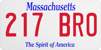 MA license plate 217BR0