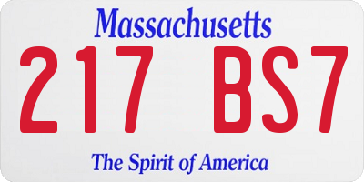 MA license plate 217BS7
