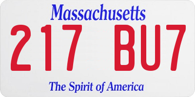 MA license plate 217BU7