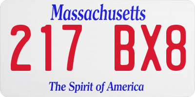 MA license plate 217BX8