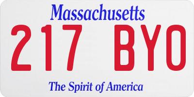 MA license plate 217BY0