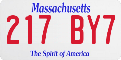 MA license plate 217BY7