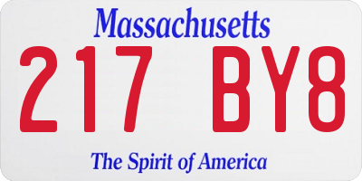 MA license plate 217BY8
