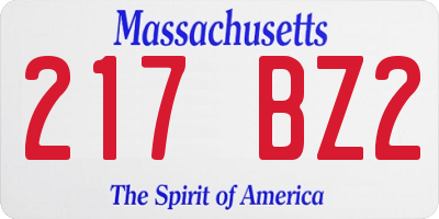 MA license plate 217BZ2