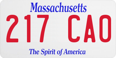 MA license plate 217CA0