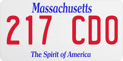 MA license plate 217CD0
