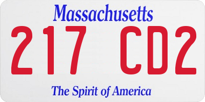 MA license plate 217CD2