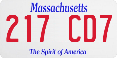 MA license plate 217CD7