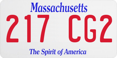 MA license plate 217CG2
