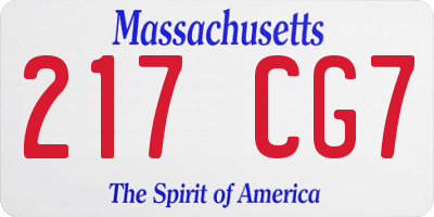 MA license plate 217CG7