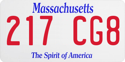 MA license plate 217CG8