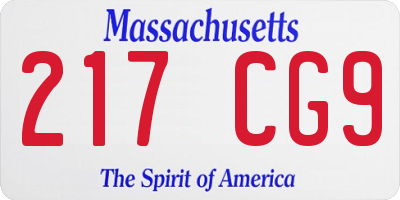 MA license plate 217CG9