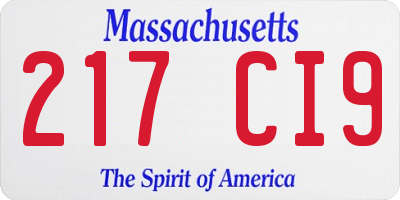 MA license plate 217CI9