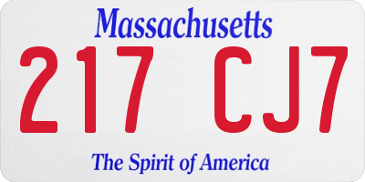 MA license plate 217CJ7