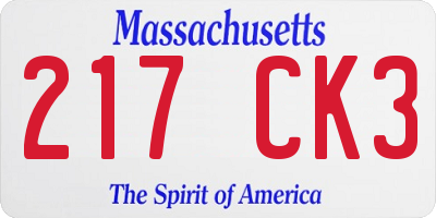 MA license plate 217CK3