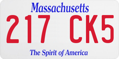 MA license plate 217CK5