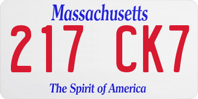 MA license plate 217CK7