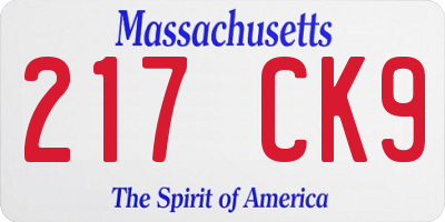 MA license plate 217CK9