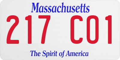 MA license plate 217CO1