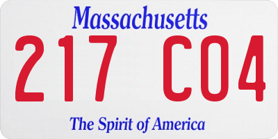 MA license plate 217CO4