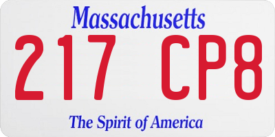 MA license plate 217CP8