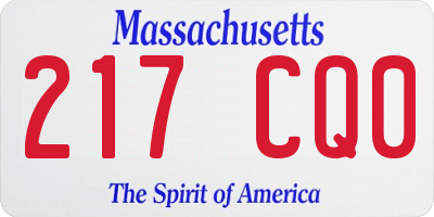 MA license plate 217CQ0