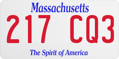 MA license plate 217CQ3